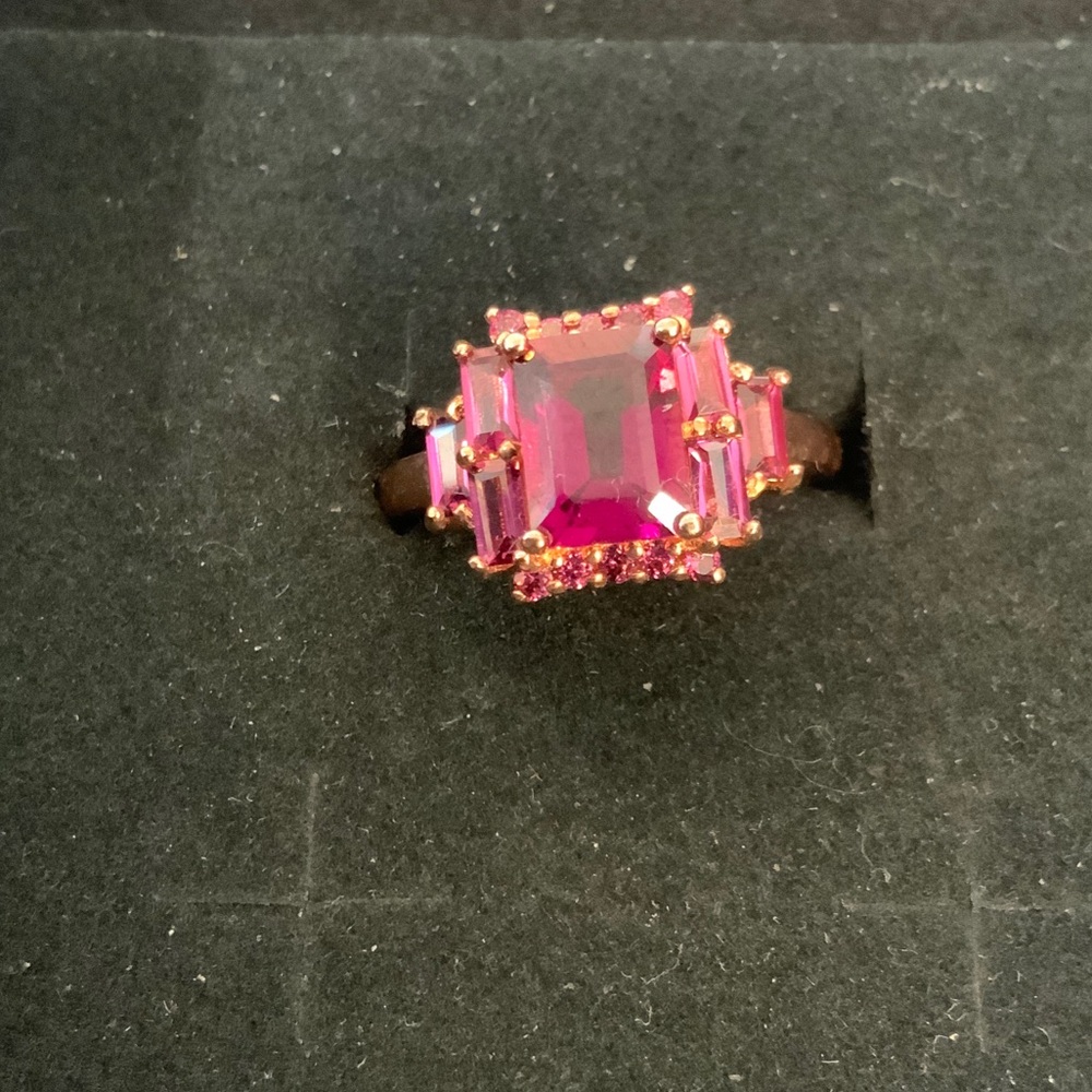 Sterling Silver Rose Gold Plated Rhodolite Garnet Ring Size 6